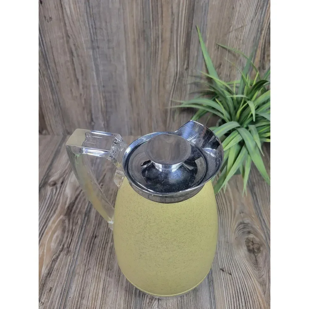 Vintage Thermos Coffee Carafe Model 585 J Mid Century Modern Yellow Chrome